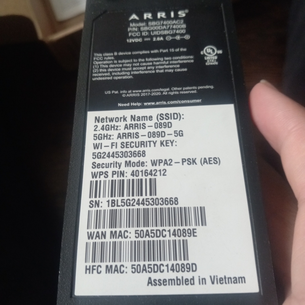 ARRIS SURFboard Cable Modem SBG7400AC2 DOCSIS 3.0 Modem WiFi Router 960 Mbps - Picture 13 of 13